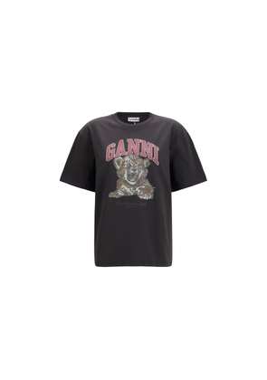 Ganni Black Cotton T-Shirt - L