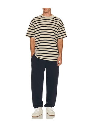 Asher Enzo Striped Tee in Cream. Size S. Also in M, L, XL/1X.