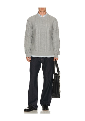 Asher Andre Cable Knit Sweater in Grey. Size S. Also in M, L, XL/1X.