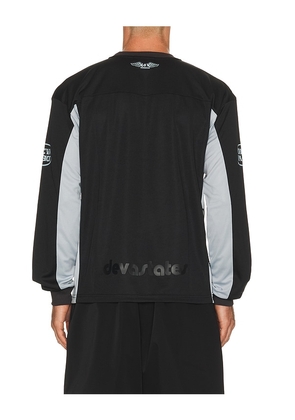 Deva States Static Long Sleeve Mesh Jersey in Black. Size S. Also in M, L, XL/1X, XXL/2X.