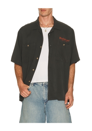Junk Food Budweiser King Of Beers Camp Shirt in Black. Size S. Also in M, L, XL/1X.