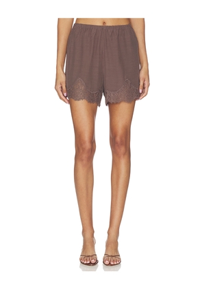 L'Academie Lilah Short in Brown. Size XXS. Also in XS, S, M, L, XL.