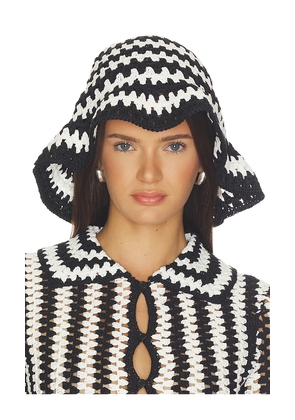 L'Academie Arriel Crochet Hat in Black,White.