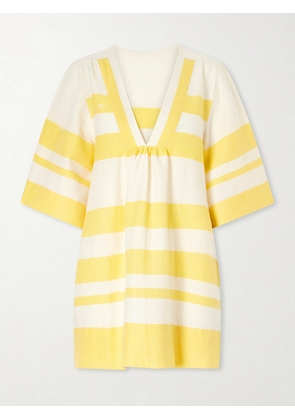 lemlem - Belkis Striped Cotton Kaftan - Yellow - x small,small,medium,large