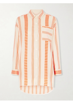 lemlem - Mariam Asymmetric Striped Cotton-blend Shirt - Orange - x small,small,medium,large