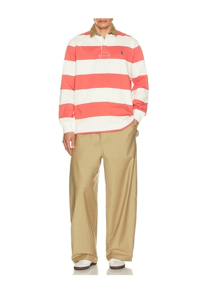 Polo Ralph Lauren Long Sleeve Collared Rugby Shirt in Red. Size L. Also in M, XL/1X.