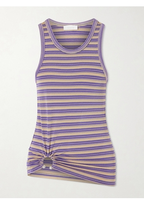 RABANNE - Gathered Striped Jersey Tank - Purple - x small,small,medium,large,x large