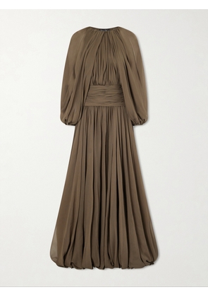 Oscar de la Renta - Draped Silk-chiffon Gown - Gray - US2,US4