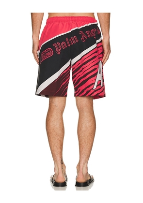 Palm Angels Racing Swimshort in Red. Size M. Also in S, XL/1X, XXL/2X.