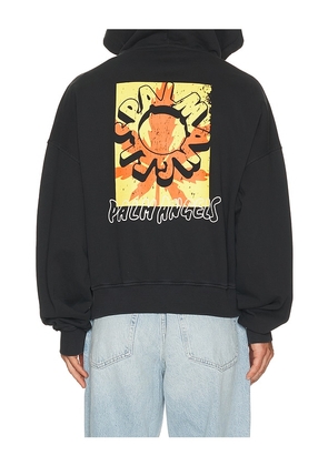 Palm Angels Palm Leaf Zipped Loose Hoodie in Black. Size S. Also in L, M, XL/1X, XXL/2X.