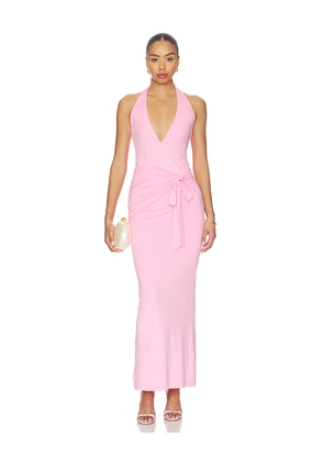 superdown Chloe Halter Maxi Dress in Pink. Size XXS. Also in XS, S, M, L, XL.