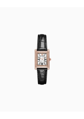 Two-Hand Black Leather Watch