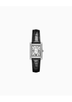 Two-Hand Black Leather Watch