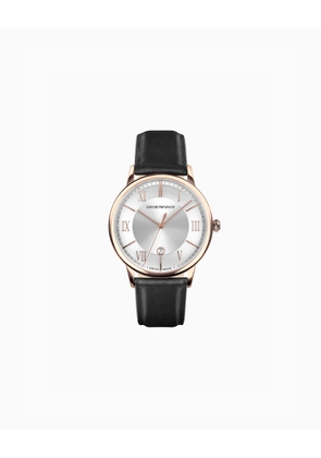 Swiss Made Three-Hand Date Black Leather Watch