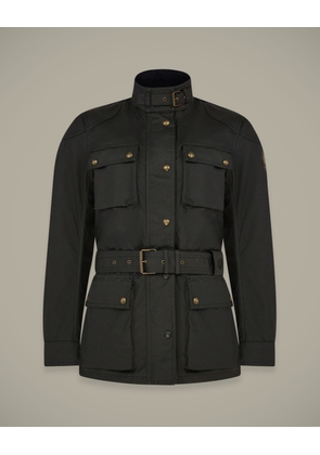 Belstaff Women's Trialmaster Motorcycle Icon Jacket Waxed Cotton Black Size Uk 6