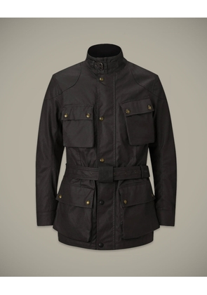 Belstaff Men's Trialmaster Motorcycle Icon Jacket Waxed Cotton Black Size S