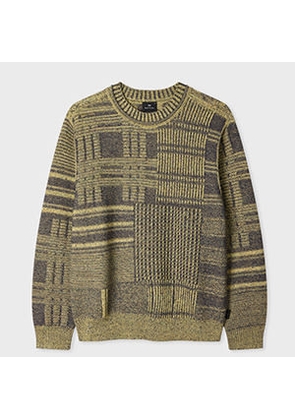 PS Paul Smith Lime 'Patchwork' Cotton-Blend Sweater Green