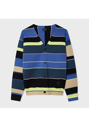 PS Paul Smith Blue Milano Cotton Stripe Cardigan