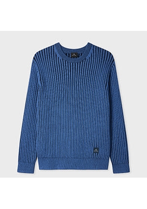 PS Paul Smith Blue Ribbed Cotton and Wool-Blend Sweater