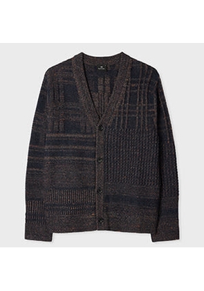 PS Paul Smith Navy 'Patchwork' Cotton-Blend Cardigan Blue