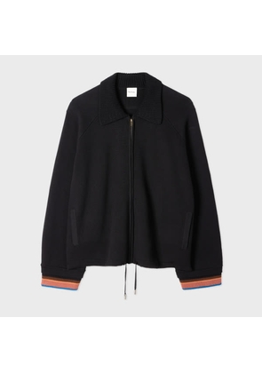 Paul Smith Women's Black Knitted Jacket with Stripe Cuffs