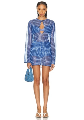 Shani Shemer Catherine Mini Dress in Indigo Print - Blue. Size XS (also in S, M, L).
