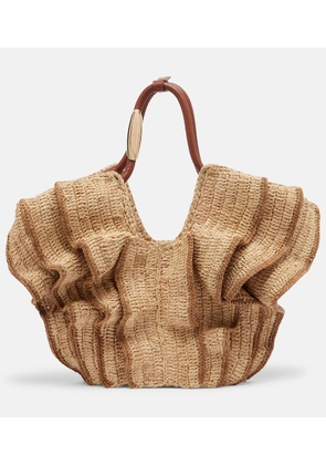 Zimmermann Goldentime Small raffia shoulder bag