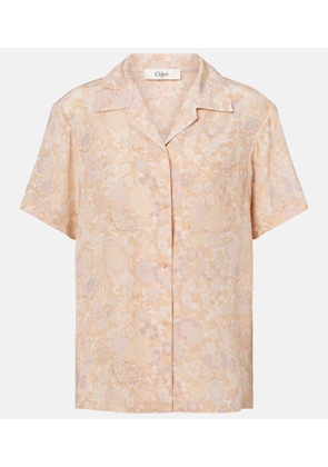 Chloe Floral silk bowling shirt