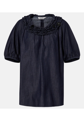 'S Max Mara Embellished ruffled denim blouse