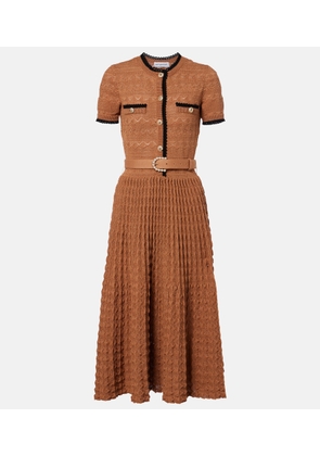 Self-Portrait Belted pointelle cotton-blend midi dress