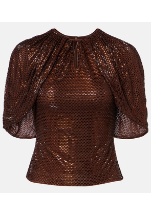 Self-Portrait Embellished mesh top