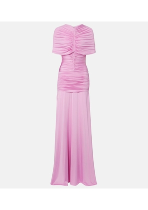 Self-Portrait Caped ruched jersey maxi dress