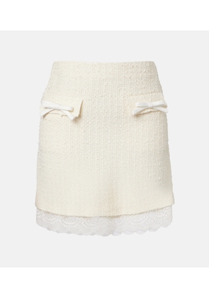 Self-Portrait Lace-trimmed boucle miniskirt