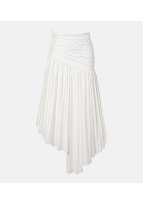 Self-Portrait Asymmetric cotton poplin midi skirt