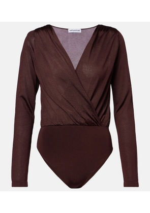 Self-Portrait Draped knitted bodysuit