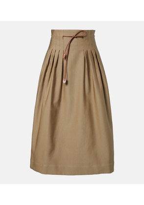 Max Mara Tempio belted cotton twill midi skirt