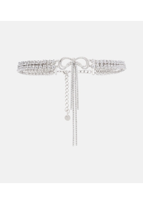 Self-Portrait Bow crystal-embellished choker