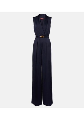 Max Mara Elegante belted satin jumpsuit