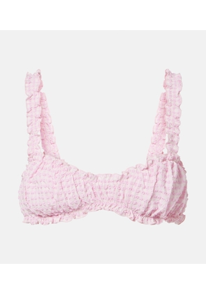 Simkhai Ruffled checked bikini top