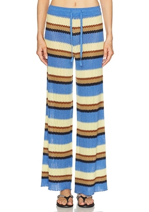 Guest In Residence Palazzo Pant in Delft Blue Combo - Blue,Yellow. Size S (also in M).