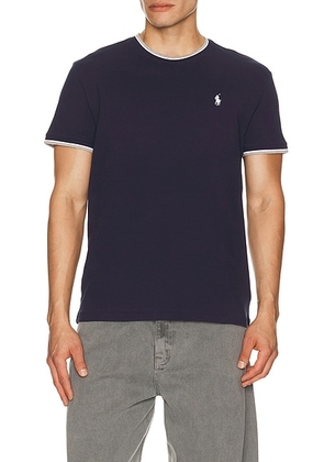 Polo Ralph Lauren Short Sleeve Stretch Mesh Crewneck Tee With Tipping Collar in Newport Navy - Navy. Size XL/1X (also in ).