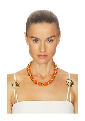 Eddie Borgo Marcy Necklace in Orange,Metallic Gold.