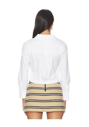 Alice + Olivia Phebe Twist Longesleeve Cropped Blouse in White. Size XS. Also in S, XL.