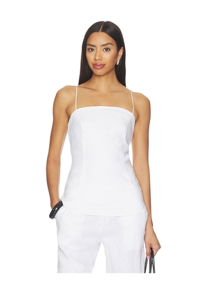 AEXAE Linen Strap Top in White. Size XS. Also in S, M, L.