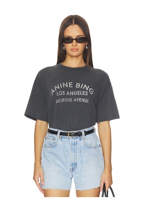 ANINE BING Cade Tee Melrose Stencil in Black. Size XS. Also in S, M, L.
