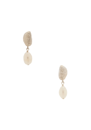Loren Stewart Pelagie Pearl Earrings in Metallic Silver.