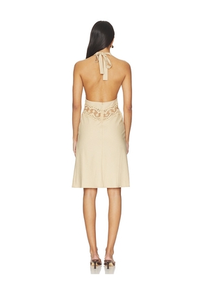 LIONESS Solana Midi Dress in Beige. Size XXS. Also in XS, S, M, L, XL, XXL.