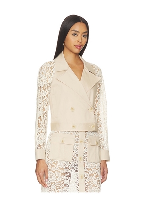L'AGENCE Novelle Lace Sleeve Trench in Cream. Size XS. Also in S, M, L.
