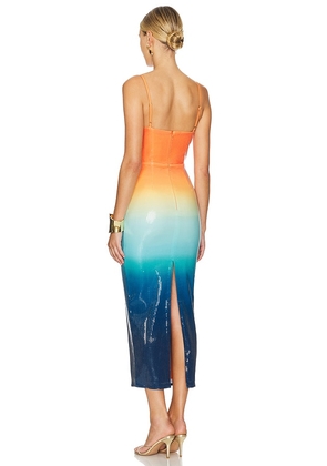 Runaway The Label Benito Midi Dress in Orange,Blue. Size S. Also in XS.