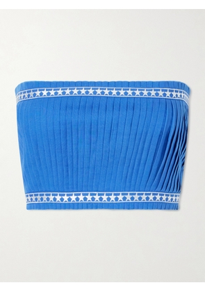 Emporio Sirenuse - Flavia Pleated Linen And Cotton-blend Top - Blue - IT36,IT38,IT40,IT42,IT44,IT46,IT48